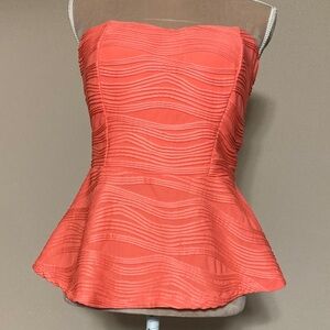 Studio Y Vibrant Coral Strapless Peplum Top with Cutout Back - size L